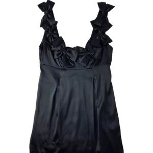 Rebecca Taylor Black Silk Bow Sleeveless Top